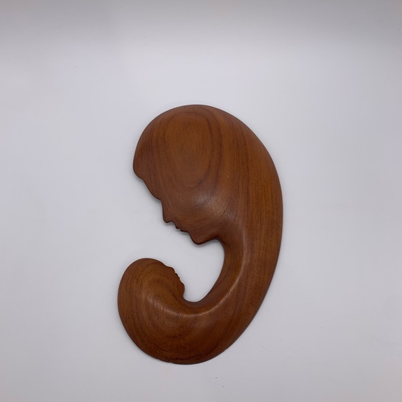 Vtg. Retro Hand Carved Madonna Mother & Child Sculpture Wall Hanging Italian Art - Picture 3 of 7